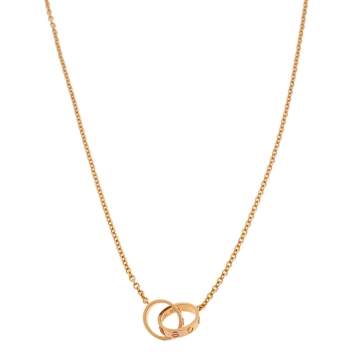 Pre Owned Cartier Love Interlocking Loop 18K Rose Gold Pendant Necklace