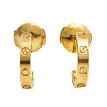 Pre Owned Cartier Love 18k Yellow Gold Hoop Earrings