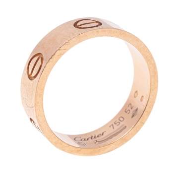 Pre Owned Cartier Love 18K Rose Gold Band Ring Size 52