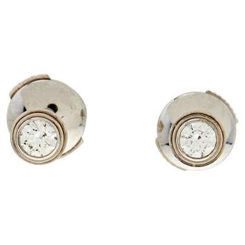 Pre Owned Cartier Diamants Legers Diamond 18K White Gold Stud Earrings MM