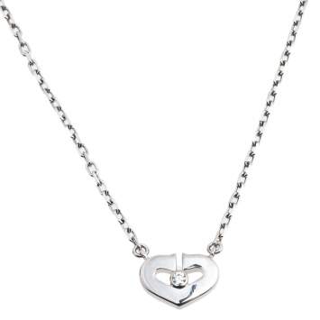 Pre Owned Cartier Heart C 18K White Gold Diamond Necklace