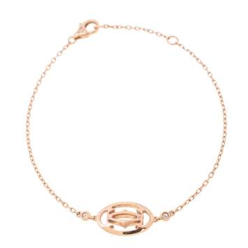 Pre Owned Cartier Double C de Cartier Diamond & 18k Rose Gold Logo Bracelet 