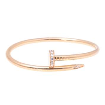 Pre Owned Cartier Juste un Clou Diamond 18k Rose Gold Cuff Bracelet 17