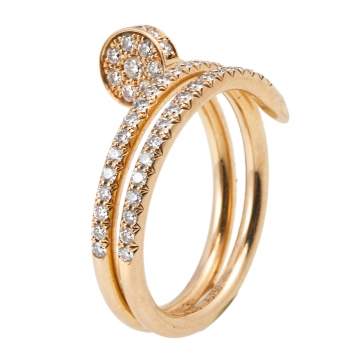 Pre Owned Cartier Juste un Clou Diamond 18k Rose Gold Ring Size 52 