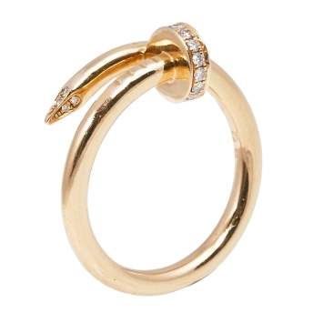 Pre Owned Cartier Juste un Clou Diamond 18K Rose Gold Ring Size 58