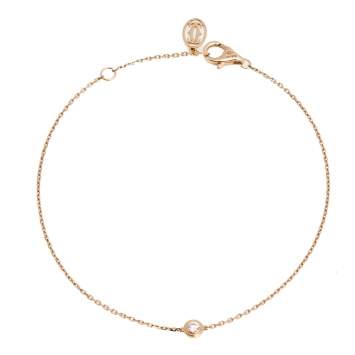 Pre Owned Cartier Diamant Legers Diamond 18k Rose Gold Bracelet XS