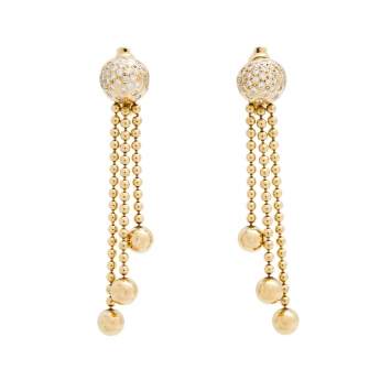 Pre Owned Cartier Draperie Diamond 18k Yellow Gold Tassel Long Earrings