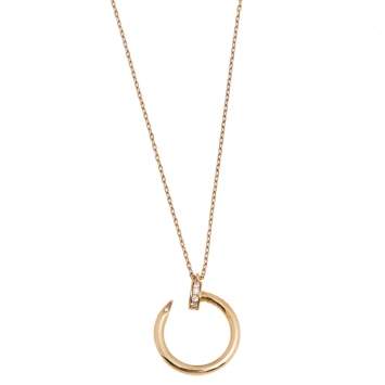 Pre Owned Cartier Juste un Clou Diamond 18K Rose Gold Pendant Necklace 
