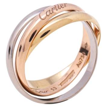 Pre Owned Cartier Trinity de Cartier 18K Three Tone Gold Rolling Ring Size 53