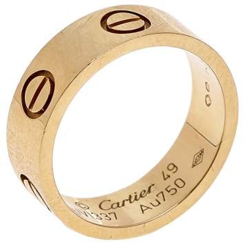 Pre Owned Cartier Love 18K Yellow Gold Band Ring Size 49