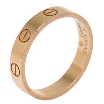 Pre Owned Cartier Love 18k Rose Gold Band Ring Size 52