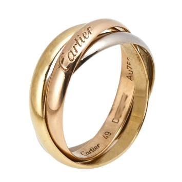 Pre Owned Cartier Trinity de Cartier 18K Three Tone Gold Small Model Rolling Ring Size 49