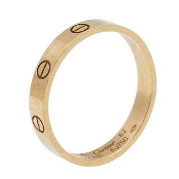 Pre Owned Cartier Love 18K Yellow Gold Narrow Wedding Band Ring Size 62