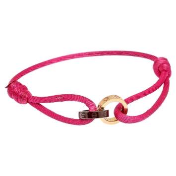 Pre Owned Cartier Love Ceramic Diamond 18K Rose Gold Adjustable Cord Bracelet  
