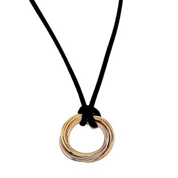 Pre Owned Cartier Trinity 18K Three Tone Gold Pendant Cord Necklace