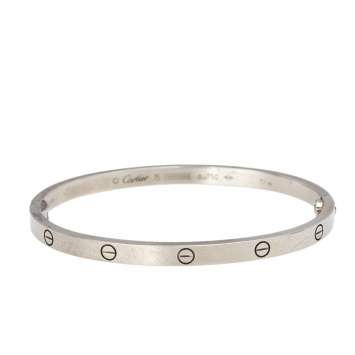 Pre Owned Cartier Love 18K White Gold SM Narrow Bracelet 15