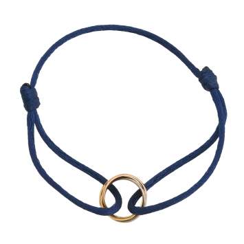 Pre Owned Cartier Trinity de Cartier 18K Three Tone Gold Adjustable Blue Cord Bracelet