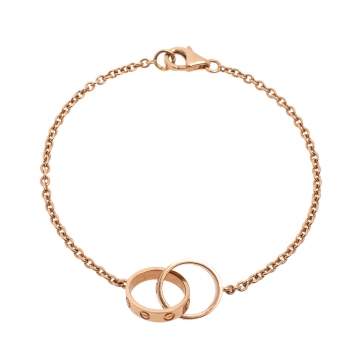Pre Owned Cartier Love Interlocking 2-Loop 18K Rose Gold Bracelet