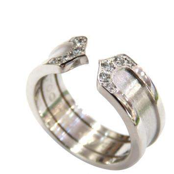 Pre Owned Cartier Double C 18K White Gold Diamond Ring EU 54