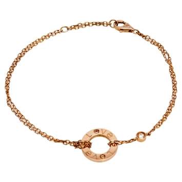 Pre Owned Cartier Love Xmas Edition Diamond Sapphire 18K Rose Gold Bracelet