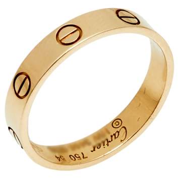 Pre Owned  Cartier Love 18K Yellow Gold Narrow Wedding Band Ring Size 54