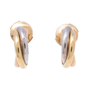 Pre Owned Cartier Trinity de Cartier 18k Three Tone Gold Huggie Earrings