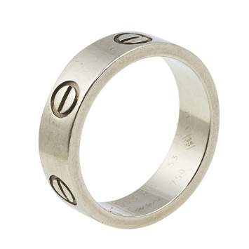 Pre Owned Cartier Love 18K White Gold Ring Size 53