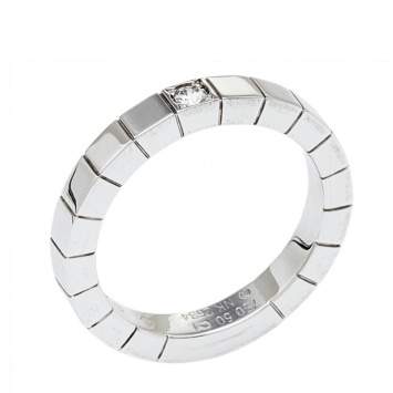 Pre Owned Cartier Lanieres 18K White Gold Diamond Ring Size 50