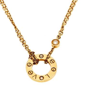 Pre Owned Cartier Love Diamond 18K Yellow Gold Pendant Necklace