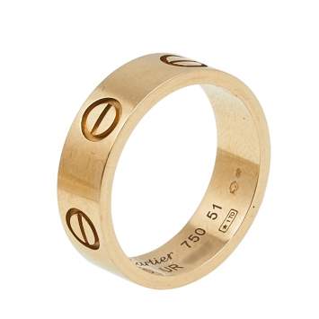 Pre Owned Cartier Love 18K Rose Gold Band Ring Size 51