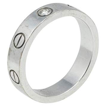 Pre Owned Cartier Love 1 Diamond 18K White Gold band Ring Size 47