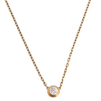 Pre Owned Cartier Diamant Legers Diamond 18K Rose Gold Chain Necklace LM