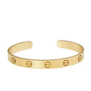 Pre Owned Cartier Love 18K Yellow Gold Open Cuff Bracelet 16