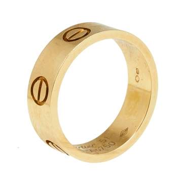 Pre Owned Cartier Love 18k Yellow Gold Band Ring Size 51