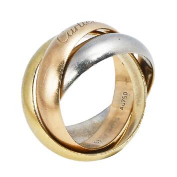 Pre Owned Cartier Trinity de Cartier 18K Three Tone Gold LM Rolling Ring Size 53