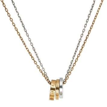 Pre Owned Cartier Love 6 Diamonds 18K Two Tone Gold Double Strand Necklace