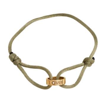Pre Owned Cartier Love Charity Diamond 18k Rose Gold Green Cord Adjustable Bracelet