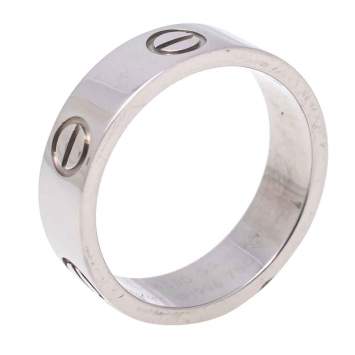 Pre Owned Cartier Love 18K White Gold Band Ring Size 53