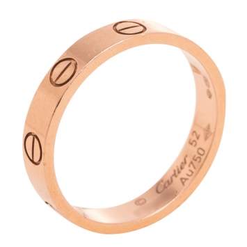 Pre Owned Cartier Love 18K Rose Gold Narrow Wedding Band Ring Size 52