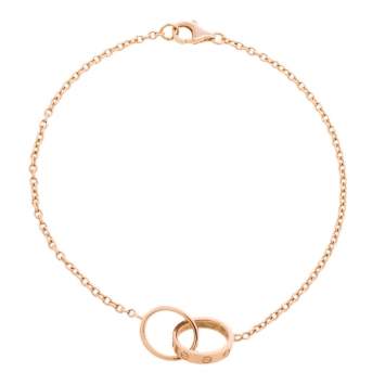 Pre Owned Cartier Love Interlocking 2 Hoops 18K Rose Gold Bracelet