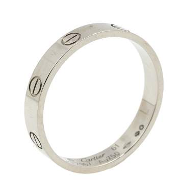 Pre Owned Cartier Love 18k White Gold Narrow Wedding Band Ring Size 61
