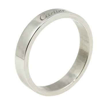 Pre Owned Cartier C de Cartier Platinum Wedding Band Ring Size 57