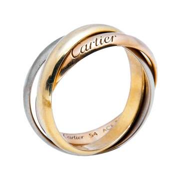 Pre Owned Cartier Trinity Classic 18K Three Tone Gold Rolling Ring 54