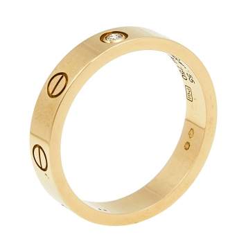 Pre Owned Cartier Love 1 Diamond 18k Yellow Gold Band Ring Size 55