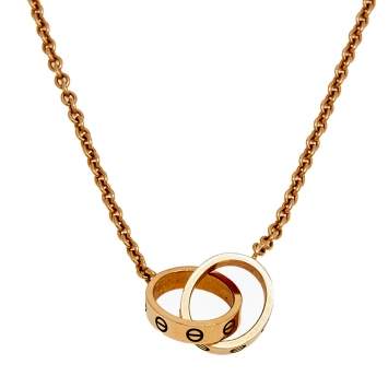 Pre Owned Cartier Love Interlocking Loop 18k Rose Gold Necklaces