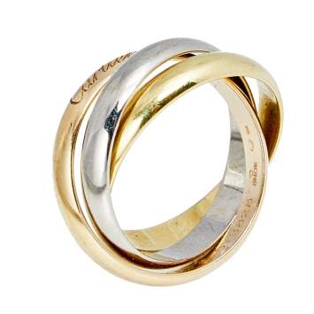 Pre Owned Cartier Trinity 18K Three Tone Gold Rolling Ring Size 55