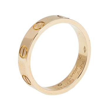Pre Owned Cartier Love 18K Rose Gold Narrow Wedding Band Ring Size 50