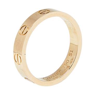 Pre Owned Cartier Love 18K Rose Gold Narrow Wedding Band Ring 51