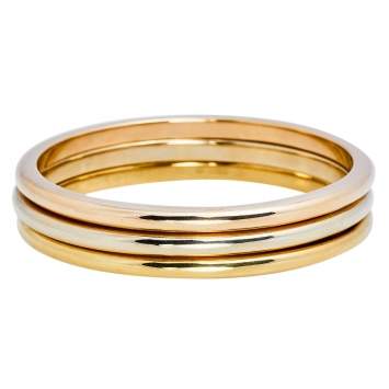 Pre Owned Cartier 18k Three Tone Gold Triple Bangle Rolling Bracelet Size 60