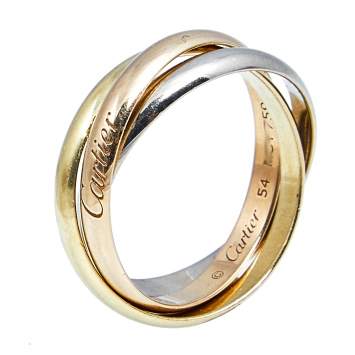 Pre Owned Cartier Trinity de Cartier 18k Three Tone Gold Rolling Ring Size 54